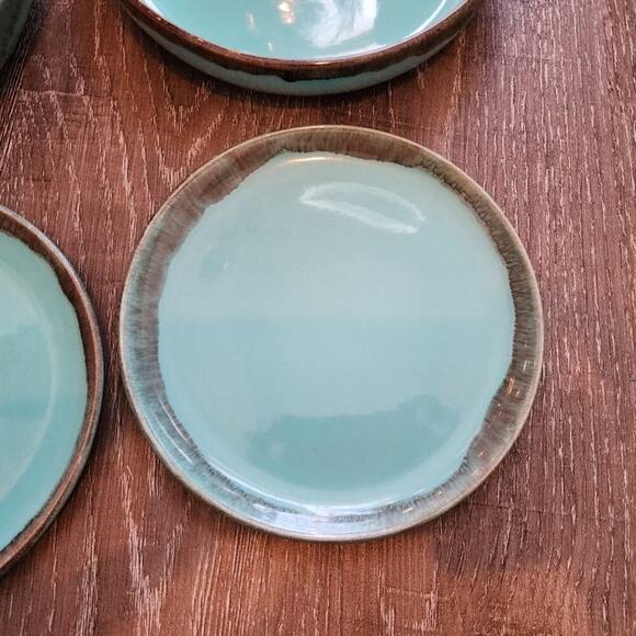 Jaska of California Cascade Ware Blue with Brown Drip Vintage 2 bowls 2 plates - Picture 6 of 13